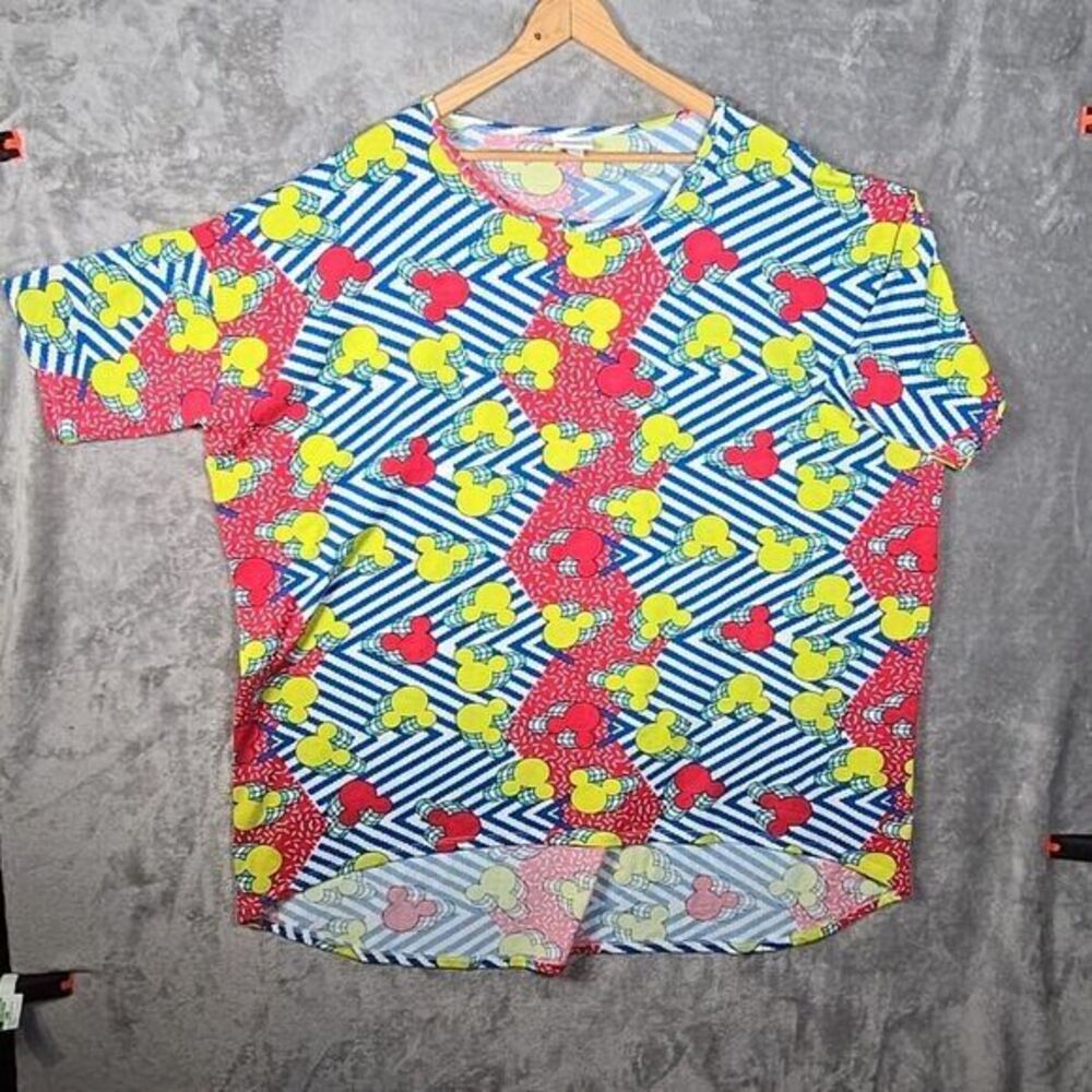 Lularoe Irma Shirt Womens 3XL Multicolor Geomet Disney Mickey Mouse‎ Hi-Lo Tunic